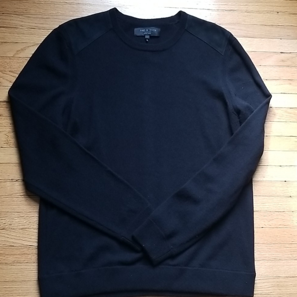 Rag &Bone Sweater Lam leather Shoulders Wool
